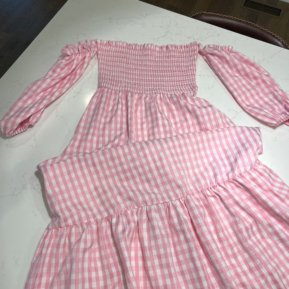 Perfectly Pink Gingham Summer MIDI Dress